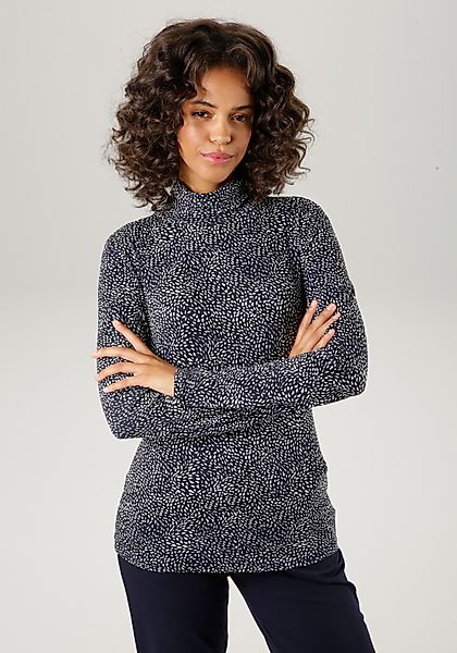 Aniston CASUAL Rollkragenshirt, mit graphischem Allover-Druck günstig online kaufen