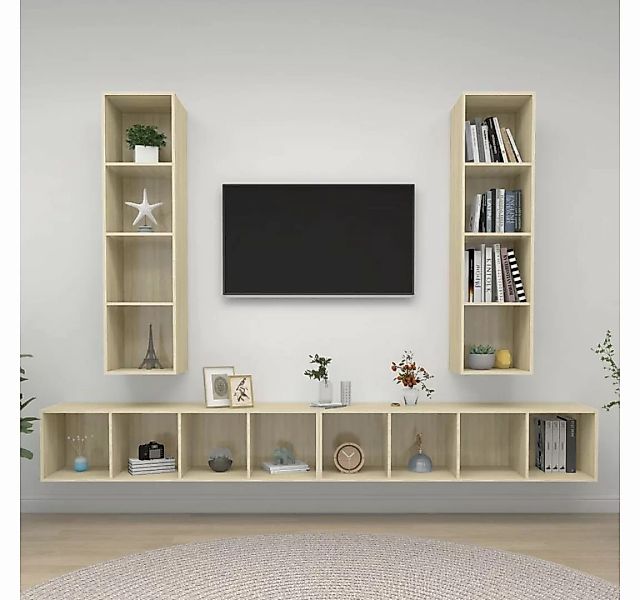 furnicato TV-Schrank TV-Wandschränke 4 Stk. Sonoma-Eiche Holzwerkstoff günstig online kaufen