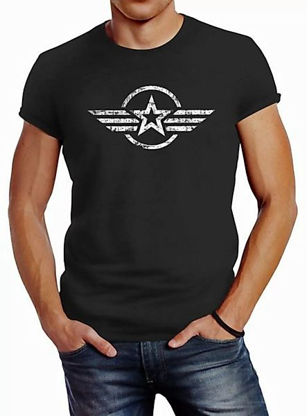 Neverless Print-Shirt Neverless® Herren T-Shirt Airforce Aufdruck Emblem Fa günstig online kaufen