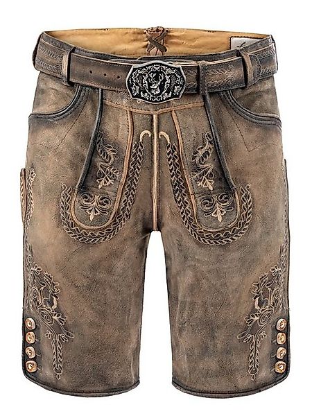 FUCHS Trachtenlederhose Lederhose kurz Fabian antik-stein günstig online kaufen