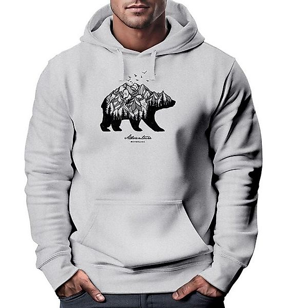 Neverless Hoodie Hoodie Herren Bär Abenteuer Berge Wald Bear Mountains Adve günstig online kaufen