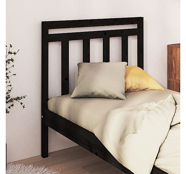 vidaXL Bett, Kopfteil Schwarz 96x4x100 cm Massivholz Kiefer günstig online kaufen