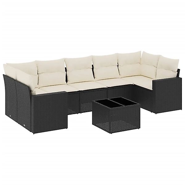 vidaXL 8-Tlg Garten-Sofagarnitur mit Kissen Schwarz Poly Rattan 3251073 günstig online kaufen