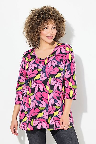 Ulla Popken Sweatshirt Shirt Blätter A-Linie günstig online kaufen