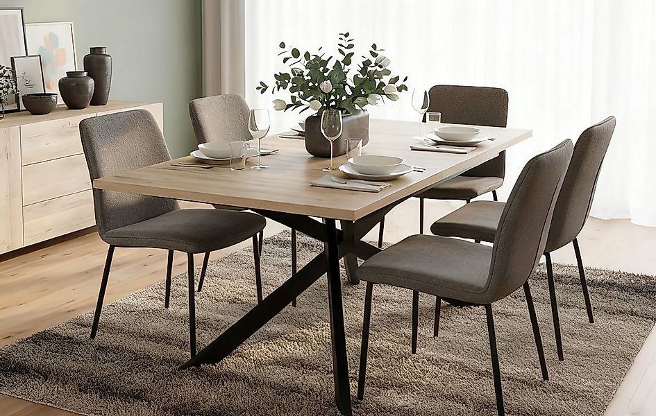 B&D home Esstisch LARS, Metallgestell schwarz oder weiß, ausziehbar 120-160 günstig online kaufen