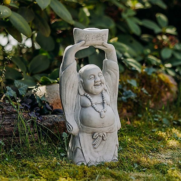 gartendekoparadies.de Gartenfigur Glücklicher Buddha, Steinfigur, H. günstig online kaufen