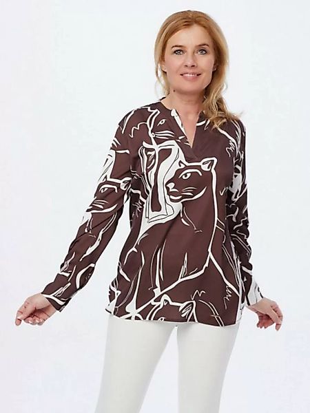 Georg Stiels Blusenshirt Longsleeve figurumspielend mit platziertem Druck günstig online kaufen