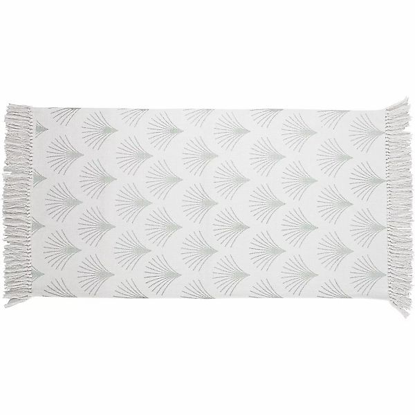 Baumwoll-Teppich gemustert Weiß-Mint 60 cm x 120 cm günstig online kaufen