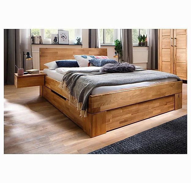 Lomadox Bett NORDDEICH-137, Wildeiche massiv, Liegefläche 200x200 cm, Schwe günstig online kaufen