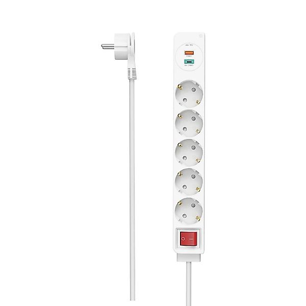 Hama Steckdosenleiste 5-fach USB-C/A 18W PD/FC Schalter Flachst. 1,4 m W günstig online kaufen