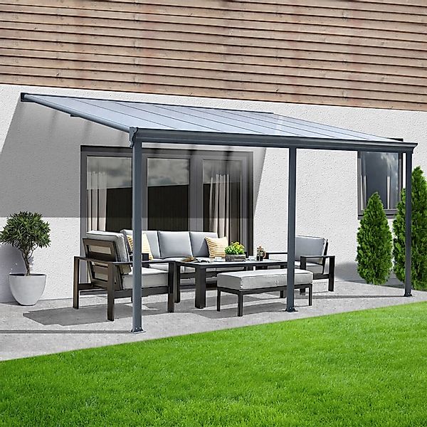 HOME DELUXE Terrassendach Terrassenüberdachung SOLIS Grau, günstig online kaufen