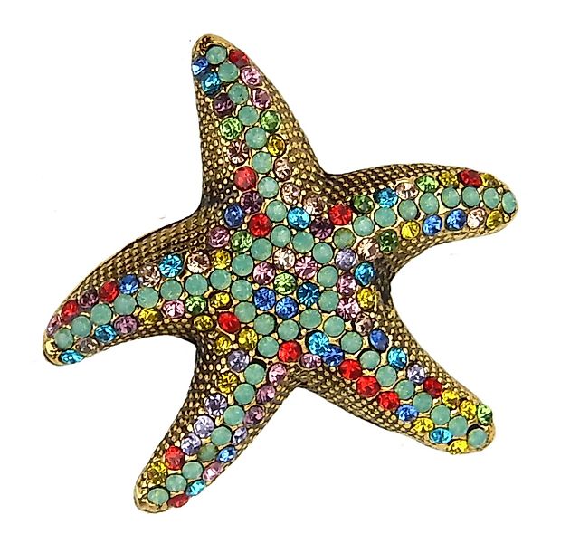 Ella Jonte Brosche, Seestern Brosche gold mit bunten Strasssteinen inkl. Ge günstig online kaufen