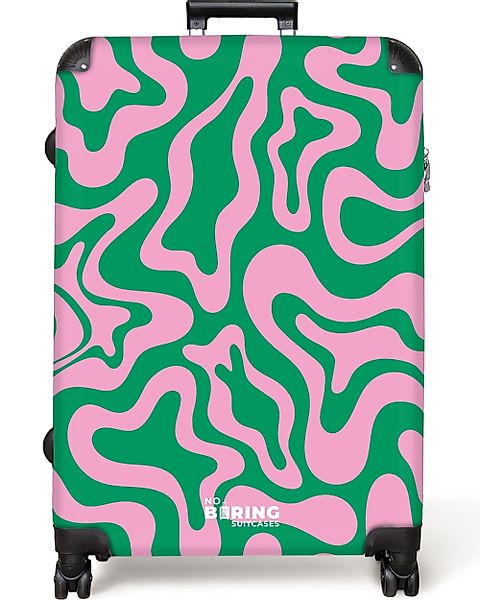 NoBoringSuitcases.com© Hartschalen-Trolley Grün mit rosa abstraktem günstig online kaufen