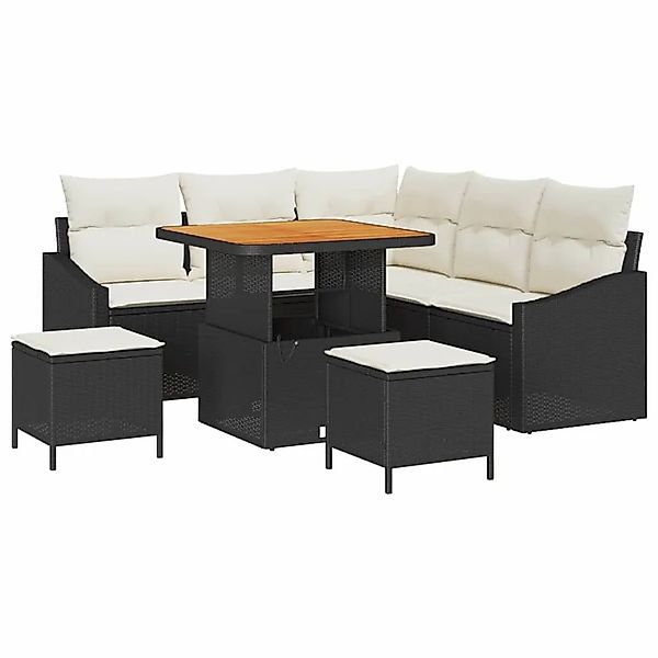 vidaXL Gartensofa-Set mit Kissen 8 Stk Schwarz Poly Rattan 3364600 günstig online kaufen