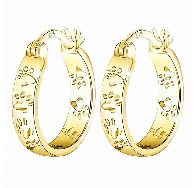 Taffstyle Paar Creolen 925 Sterling Silber Ohrringe Hunde & Katzen Pfotenab günstig online kaufen