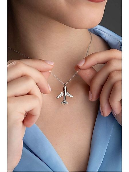 Nisan Kette und Anhänger Set, Damen Halskette mit Flugzeug-Anhänger – 925er günstig online kaufen