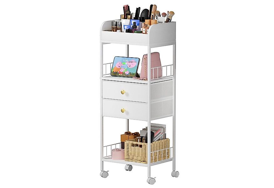 JEOBEST Schminktisch Makeup Organizer mit Rollen, mit 2 Stoff Schubladen un günstig online kaufen