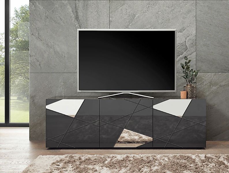 Home affaire Lowboard "Vittoria" Breite 181 cm, Front mit Siebdruck und Spi günstig online kaufen