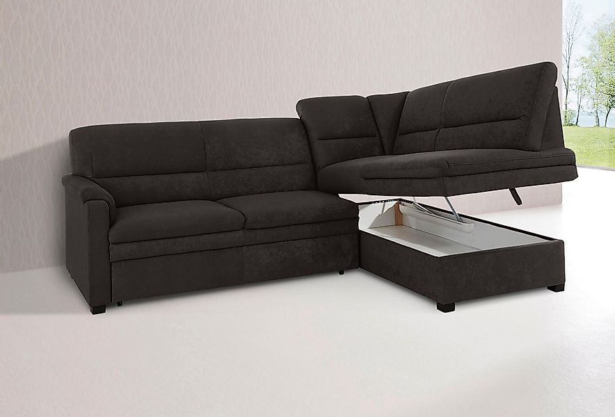 sit&more Ecksofa »Pisa L-Form«, mit Federkern, wahlweise mit Bettfunktion günstig online kaufen