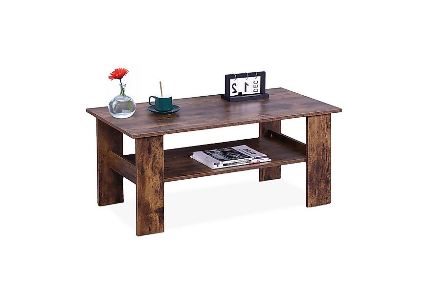 relaxdays Couchtisch mit unterer Ablage, Holzoptik günstig online kaufen
