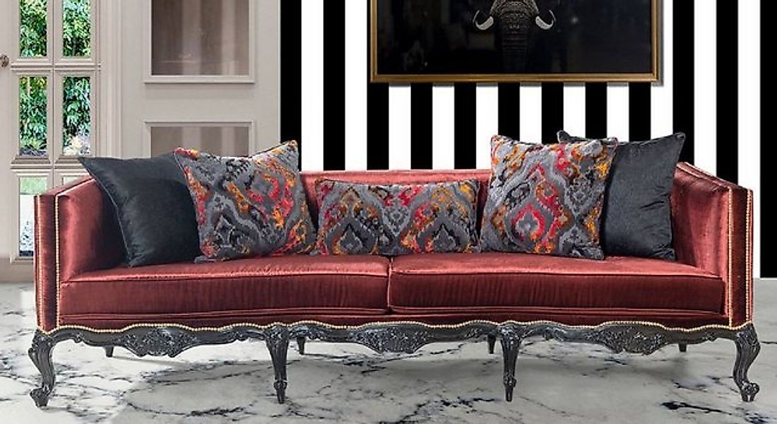 Casa Padrino Sofa Luxus Barock Sofa Bordeauxrot / Schwarz / Gold - Prunkvol günstig online kaufen