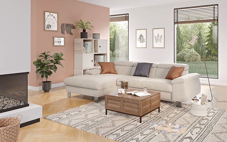 COTTA Ecksofa "Komaris L-Form, B: 244 cm" mit Kopfteilverstellung, optional günstig online kaufen