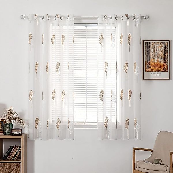 NUODWELL Gardine 2er Set Wohnzimmer Vorhänge, günstig online kaufen