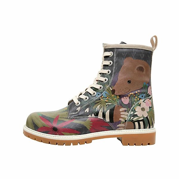 DOGO Schnürboots "Longe Boots Schnürstiefel Bear And Flowers Damen Stiefele günstig online kaufen