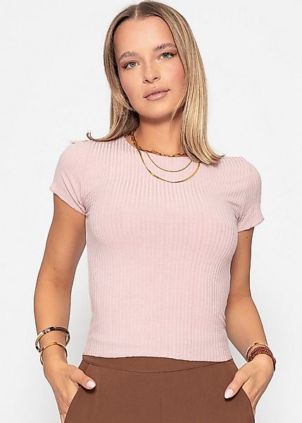 SASSYCLASSY Kurzarmshirt Geripptes T-Shirt Damen mit Rundhalsausschnitt Fig günstig online kaufen