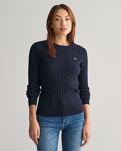 Gant Strickpullover STRETCH COTTON CABLE C-NECK mit Logostickerei auf der B günstig online kaufen