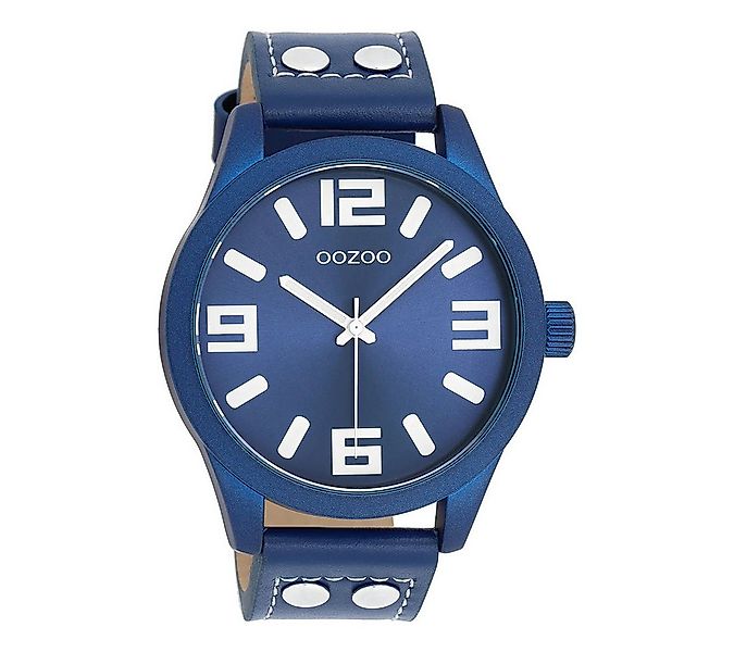 OOZOO Quarzuhr Basic Line Armbanduhr C1092 Blau Lederband 46 mm günstig online kaufen