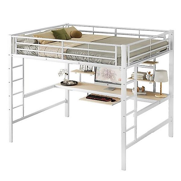 Fanttik Hochbett Bettgestell Metallbett,140*200cm,mit Schreibtisch und 2 Bü günstig online kaufen