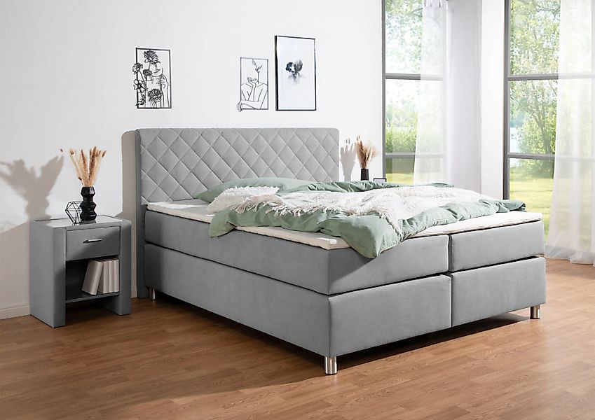 Leonique Boxspringbett »Bernard, in verschiedenen Breiten«, inkl. Topper, M günstig online kaufen