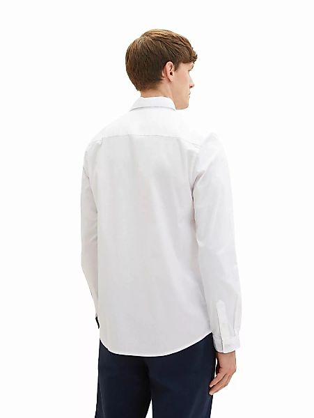 Tom Tailor Herren Langarm Hemd STRETCH POPLIN - Regular Fit günstig online kaufen
