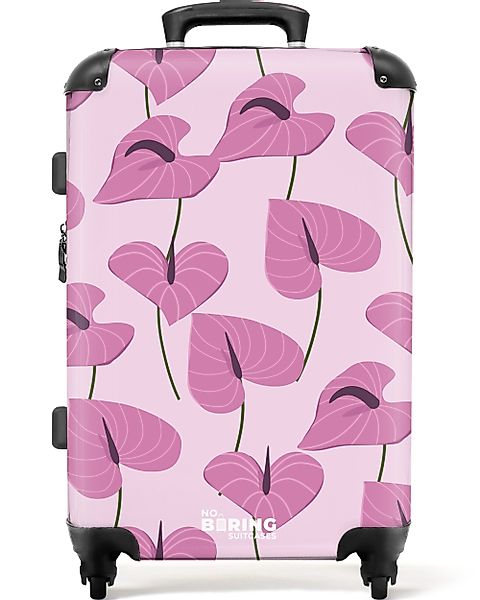 NoBoringSuitcases.com© Hartschalen-Trolley Rosa mit lila Blättern günstig online kaufen