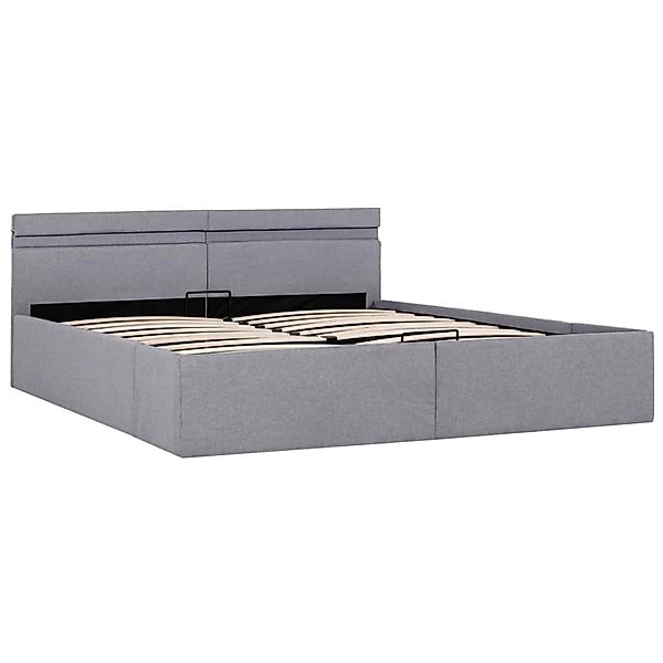 vidaXL Bett mit Bettkasten Hydraulisch LED Hellgrau Stoff 160x200 cm619372 günstig online kaufen