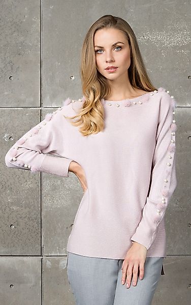 Passioni Strickpullover mit U-Boot-Ausschnitt, Bommel und günstig online kaufen