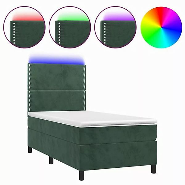 vidaXL Boxspringbett Boxspringbett mit Matratze LED Dunkelgrün 90x200 cm Sa günstig online kaufen