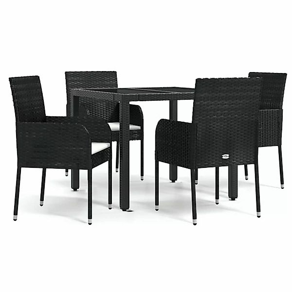 Vidaxl 5-tlg. Garten-essgruppe Mit Kissen Schwarz Poly Rattan günstig online kaufen