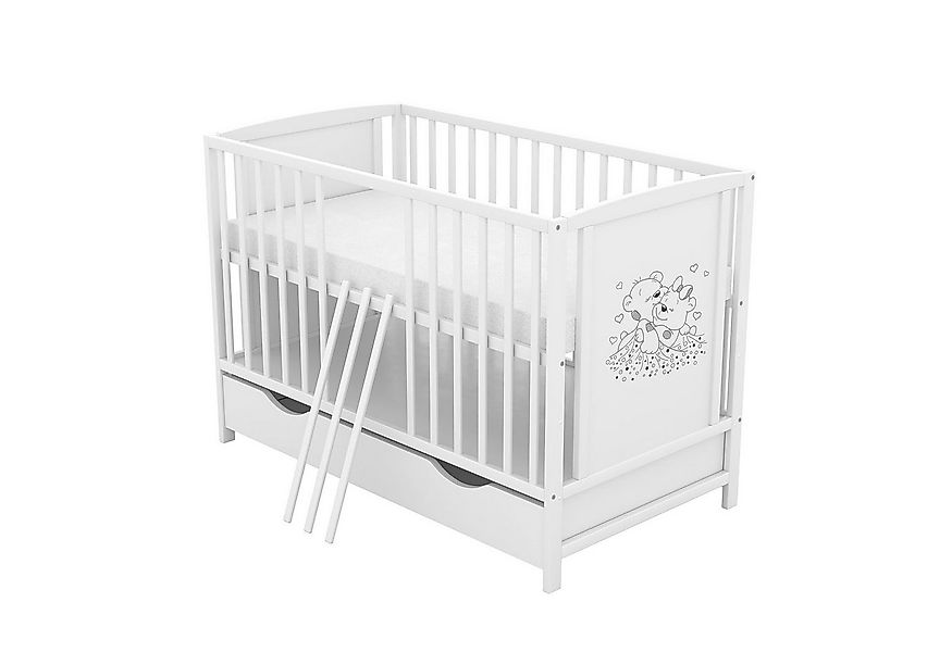 Baby-Delux Babybett Mia Bettkasten, Kinderbett 60x120 cm weiß Schublade Kie günstig online kaufen