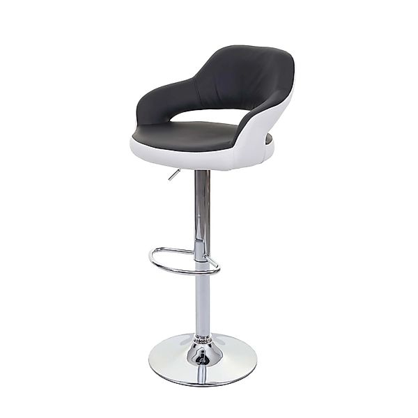PROREGAL Barhocker Stylisch Sitzhöhe 61-81cm Mit Lehne Kunstleder Schwarz-W günstig online kaufen
