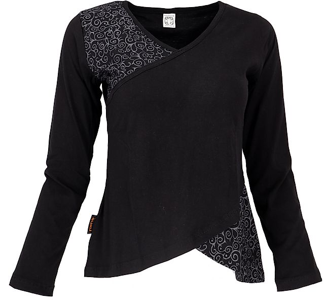 Guru-Shop Longsleeve Langarmshirt Boho-chic - schwarz günstig online kaufen