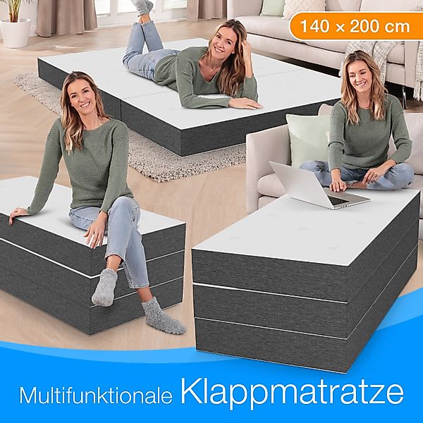 ELONEO Klappmatratze Gästematratze »Deluxe« mit 4 cm Visko, 140x200x15cm, 1 günstig online kaufen