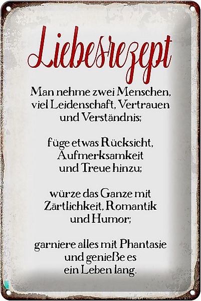 Hebold Metallschild Schild Blech 20x30cm - Made in Germany - Spruch Liebesr günstig online kaufen