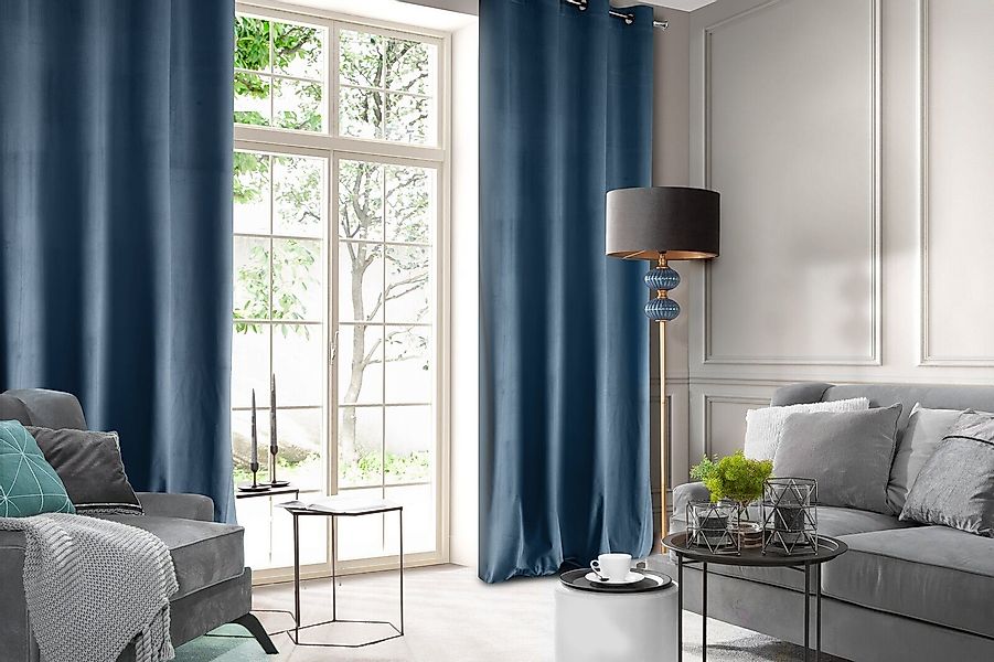 Design91 Vorhang Samtvorhänge Wohnzimmer Schlafzimmer Blickdicht günstig online kaufen