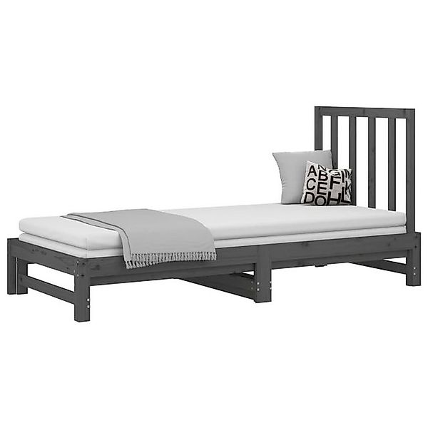 vidaXL Bett Tagesbett Ausziehbar Grau 2x(90x200) cm Massivholz Kiefer günstig online kaufen