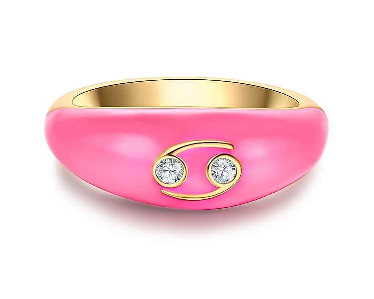 Glanzstücke München Silberring Sternzeichen Krebs gelbgold, mit Zirkonia günstig online kaufen