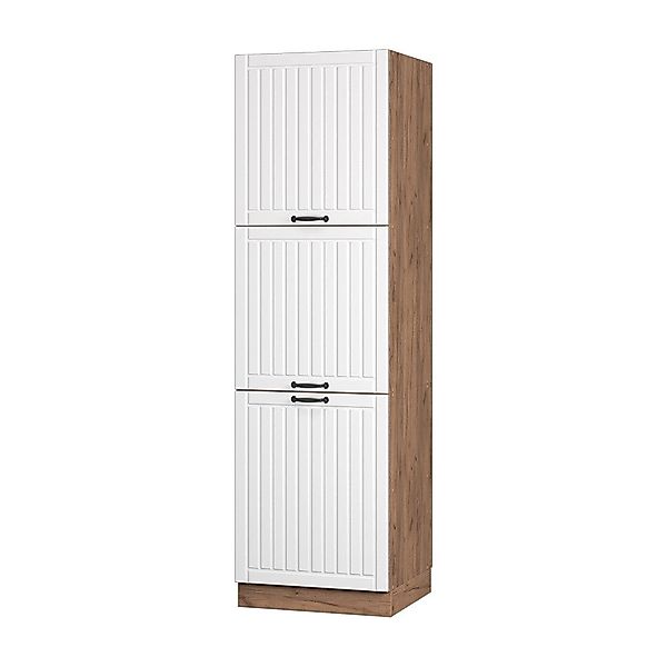 Vicco Herdumbauschrank Fame-Line, Weiß Landhaus/Goldkraft Eiche, günstig online kaufen