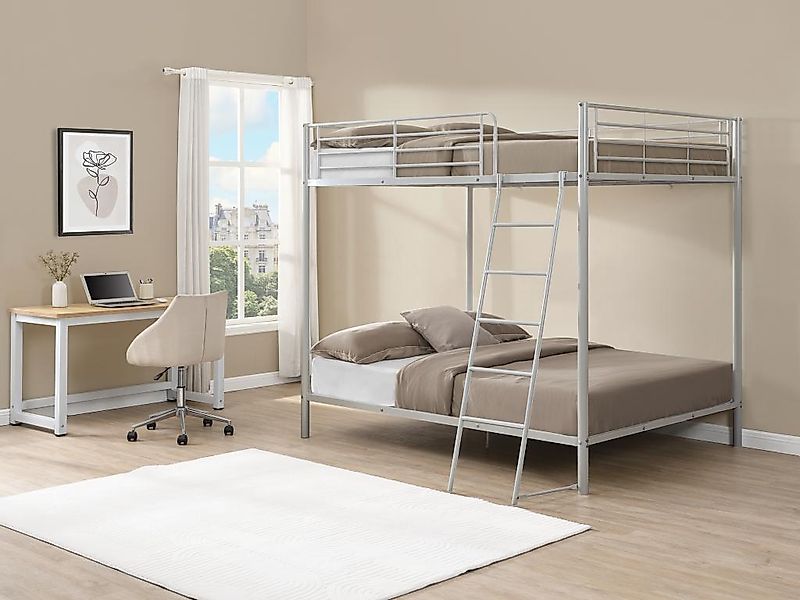 Etagenbett mit Bettboden - 2 x 140 x 190 cm - Silberfarben - GEMINI II günstig online kaufen