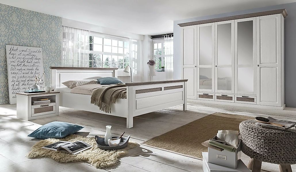 Schlafzimmer Set mit Bett 180x200 Drehtürenschrank 5-türig + 2x Nachttische günstig online kaufen